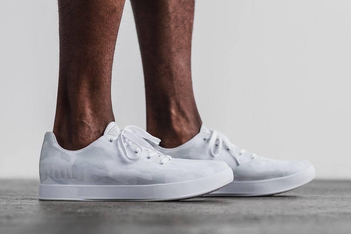 Nobull Canvas Men's Trainers White Camo | Australia (DX2980)